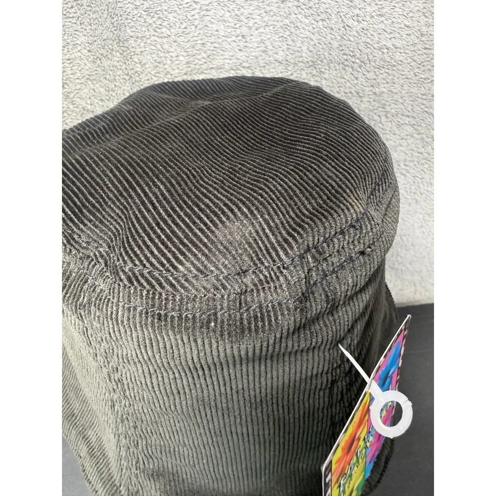 Mudd Bucket Hat Girls OS Black Corduroy Floral Applique Y2K Vintage NWT